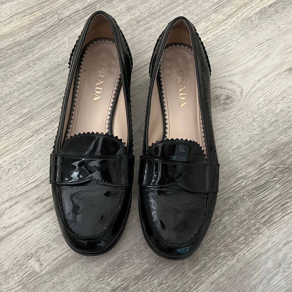 Black Glossy Prada Loafers 36.5 (6 1/2)